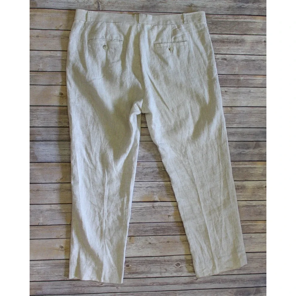 Banana Republic Pants Womens 14 Ivory 100%‎ Linen Straight Leg Trousers Avery